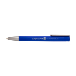 Balpen van gerecycled aluminium met zilveren clip, blauwe inkt kleur blauw weergave bedrukking logo 2