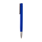Balpen van gerecycled aluminium met zilveren clip, blauwe inkt kleur blauw weergave zijkant
