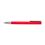 Balpen van gerecycled aluminium met zilveren clip, blauwe inkt kleur rood tweede weergave voorkant