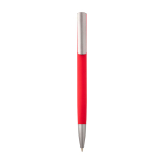 Balpen van gerecycled aluminium met zilveren clip, blauwe inkt kleur rood