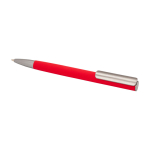Balpen van gerecycled aluminium met zilveren clip, blauwe inkt kleur rood tweede weergave