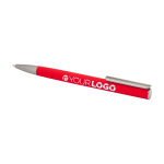 Balpen van gerecycled aluminium met zilveren clip, blauwe inkt kleur rood derde weergave