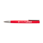 Balpen van gerecycled aluminium met zilveren clip, blauwe inkt kleur rood derde weergave voorkant