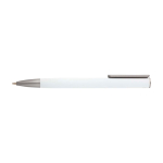 Balpen van gerecycled aluminium met zilveren clip, blauwe inkt kleur wit tweede weergave voorkant