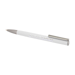 Balpen van gerecycled aluminium met zilveren clip, blauwe inkt kleur wit derde weergave