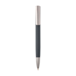 Balpen van gerecycled aluminium met zilveren clip, blauwe inkt kleur donkergrijs