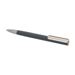 Balpen van gerecycled aluminium met zilveren clip, blauwe inkt kleur donkergrijs tweede weergave