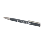 Balpen van gerecycled aluminium met zilveren clip, blauwe inkt kleur donkergrijs derde weergave