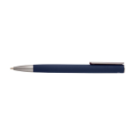 Balpen van gerecycled aluminium met zilveren clip, blauwe inkt kleur marineblauw tweede weergave voorkant