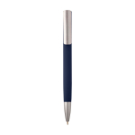 Balpen van gerecycled aluminium met zilveren clip, blauwe inkt kleur marineblauw