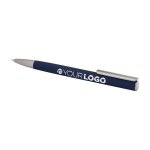 Balpen van gerecycled aluminium met zilveren clip, blauwe inkt kleur marineblauw derde weergave