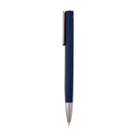 Balpen van gerecycled aluminium met zilveren clip, blauwe inkt kleur marineblauw weergave zijkant