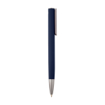 Balpen van gerecycled aluminium met zilveren clip, blauwe inkt kleur marineblauw tweede weergave met zijkant