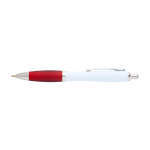 Gebogen balpen van gerecycled plastic met grip, zwarte inkt kleur rood tweede weergave voorkant