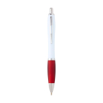 Gebogen balpen van gerecycled plastic met grip, zwarte inkt kleur rood