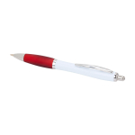 Gebogen balpen van gerecycled plastic met grip, zwarte inkt kleur rood tweede weergave