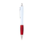 Gebogen balpen van gerecycled plastic met grip, zwarte inkt kleur rood weergave zijkant
