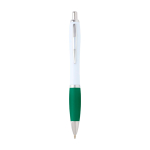 Gebogen balpen van gerecycled plastic met grip, zwarte inkt kleur groen