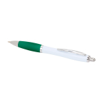 Gebogen balpen van gerecycled plastic met grip, zwarte inkt kleur groen tweede weergave