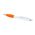 Gebogen balpen van gerecycled plastic met grip, zwarte inkt kleur oranje tweede weergave