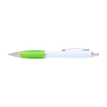 Gebogen balpen van gerecycled plastic met grip, zwarte inkt kleur limoen groen tweede weergave voorkant