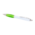 Gebogen balpen van gerecycled plastic met grip, zwarte inkt kleur limoen groen tweede weergave
