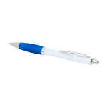 Gebogen balpen van gerecycled plastic met grip, zwarte inkt kleur pastel blauw tweede weergave