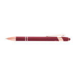 Gerecyclede aluminium pen met roségouden details, blauwe inkt kleur bordeaux tweede weergave voorkant