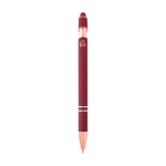 Gerecyclede aluminium pen met roségouden details, blauwe inkt kleur bordeaux tweede weergave achterkant