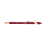 Gerecyclede aluminium pen met roségouden details, blauwe inkt kleur bordeaux weergave bedrukking logo 2