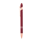 Gerecyclede aluminium pen met roségouden details, blauwe inkt kleur bordeaux weergave zijkant