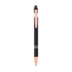 Gerecyclede aluminium pen met roségouden details, blauwe inkt kleur zwart