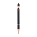 Gerecyclede aluminium pen met roségouden details, blauwe inkt kleur zwart tweede weergave achterkant