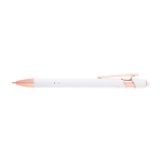 Gerecyclede aluminium pen met roségouden details, blauwe inkt kleur wit tweede weergave voorkant