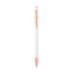 Gerecyclede aluminium pen met roségouden details, blauwe inkt kleur wit