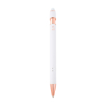 Gerecyclede aluminium pen met roségouden details, blauwe inkt kleur wit tweede weergave achterkant