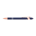 Gerecyclede aluminium pen met roségouden details, blauwe inkt kleur marineblauw tweede weergave voorkant