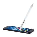 Balpen van gerecycled aluminium met touchscreenpunt, blauwe inkt kleur wit derde weergave