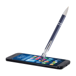 Balpen van gerecycled aluminium met touchscreenpunt, blauwe inkt kleur marineblauw derde weergave