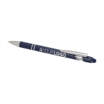 Balpen van gerecycled aluminium met touchscreenpunt, blauwe inkt kleur marineblauw vierde weergave