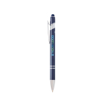 Balpen van gerecycled aluminium met touchscreenpunt, blauwe inkt met afdrukgebied