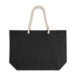 Strandtas van gerecycled katoen met touwhengsels 270 g/m² kleur zwart tweede weergave voorkant