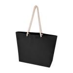 Strandtas van gerecycled katoen met touwhengsels 270 g/m² kleur zwart