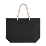 Strandtas van gerecycled katoen met touwhengsels 270 g/m² kleur zwart tweede weergave achterkant