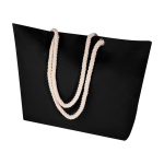 Strandtas van gerecycled katoen met touwhengsels 270 g/m² kleur zwart tweede weergave