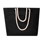 Strandtas van gerecycled katoen met touwhengsels 270 g/m² kleur zwart derde weergave voorkant