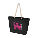 Strandtas van gerecycled katoen met touwhengsels 270 g/m² kleur zwart weergave transfer printen