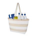 Strandtas van gerecycled katoen met touwhengsels 270 g/m² kleur wit derde weergave