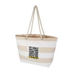 Strandtas van gerecycled katoen met touwhengsels 270 g/m² kleur wit weergave transfer printen