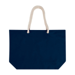 Strandtas van gerecycled katoen met touwhengsels 270 g/m² kleur marineblauw tweede weergave voorkant